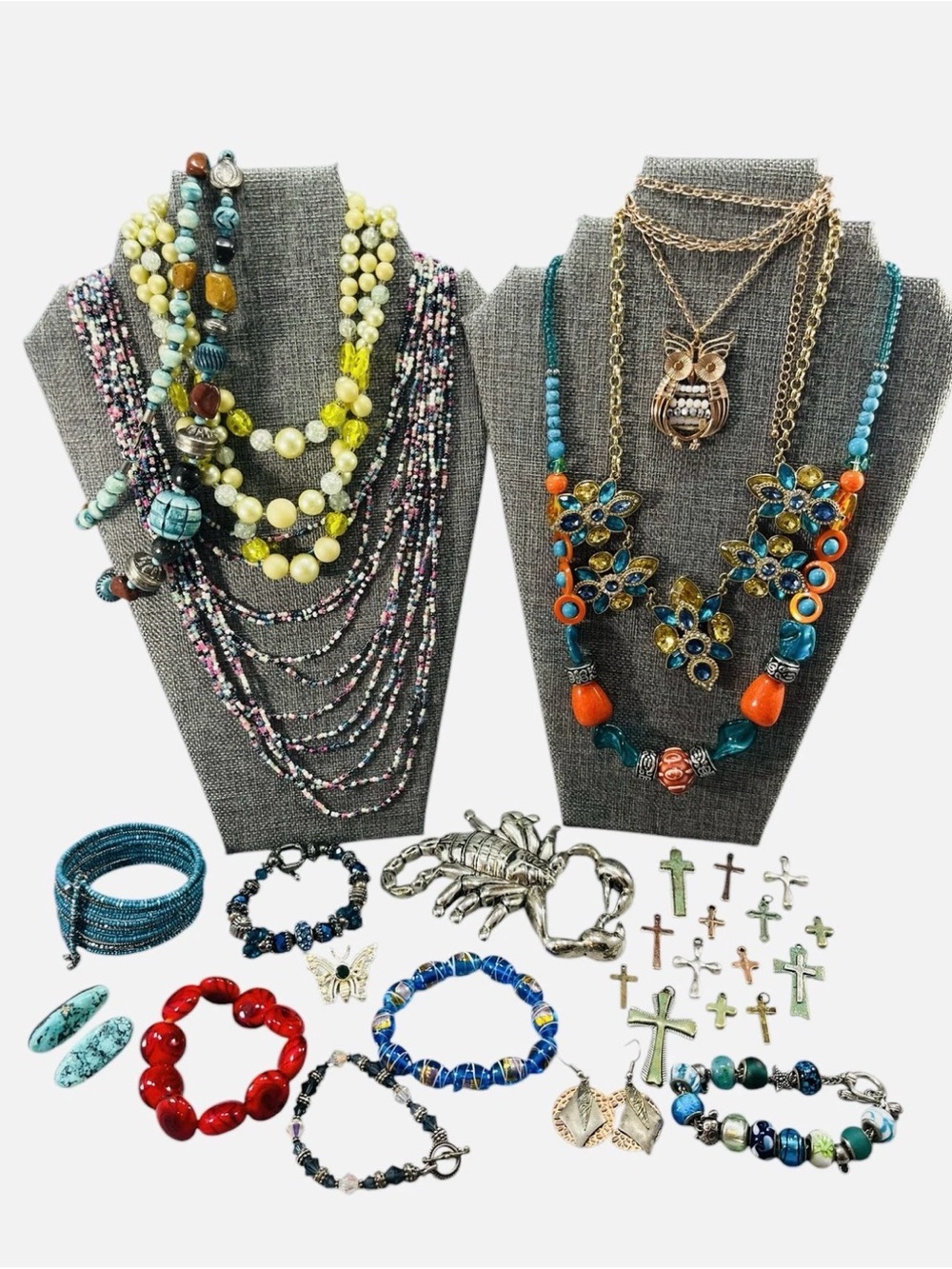 30 Piece Jewelry Lot Wearable Craft Necklace Bracelet Butterfly  Charms Scorpion